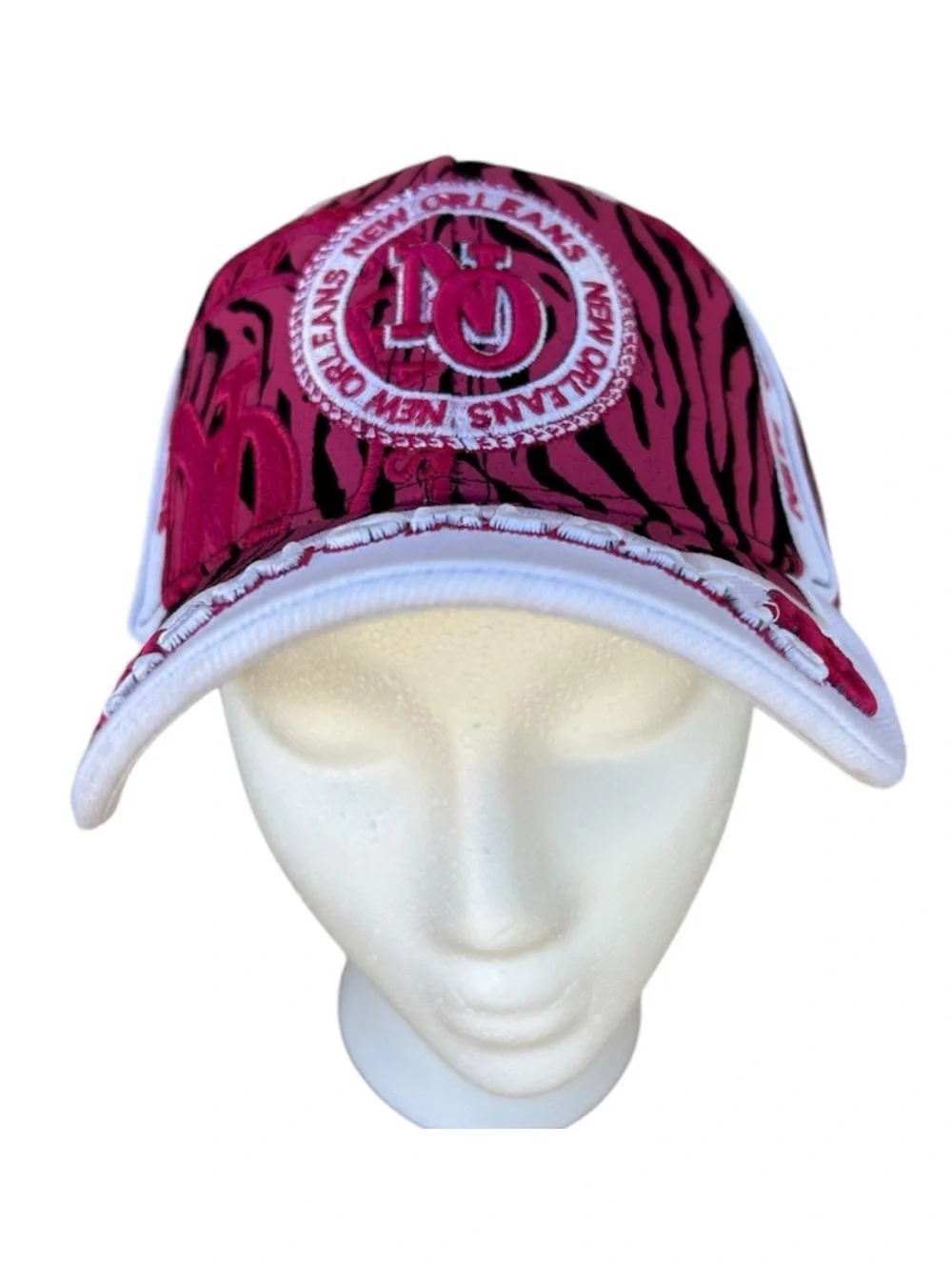 Urban Trendz New Orleans Embroidery Pink‎ Black White Zebra Print Baseball Cap